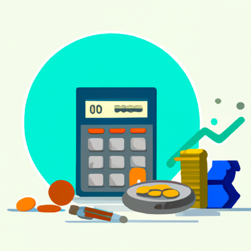 איור של מחשבון ומטבעות המייצגים תקציב של עסק.