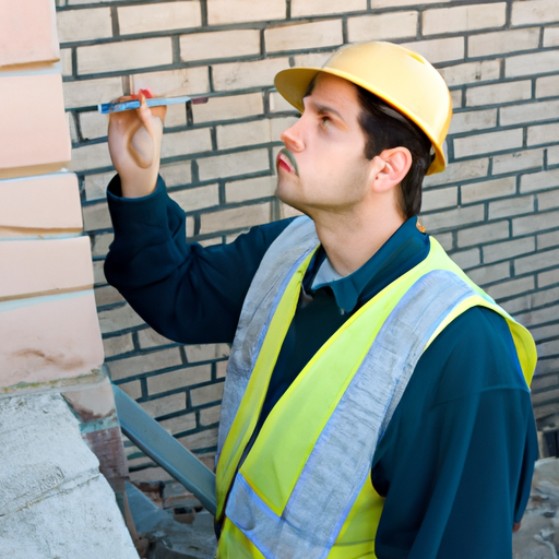 מפקח בנייה בוחן היטב את מבנה ומצבו של מבנה.