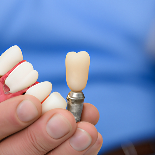 צילום תקריב של השתלת שיניים בפיו של מטופל כדי להראות את גודל ומיקום השתל.