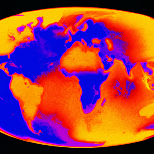 תמונה תרמוגרפית של כדור הארץ המציגה שינויים בטמפרטורה