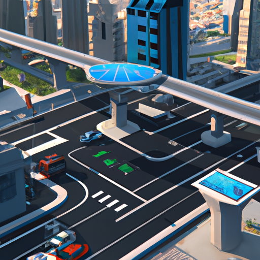 3. תמונה המציגה את תשתית העיר החכמה של דובאי כולל רכבים אוטונומיים ופאנלים סולאריים.