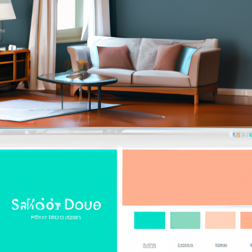 השוואה זה לצד זה של אתר אינטרנט וסלון, שניהם משתמשים באותה פלטת צבעים.