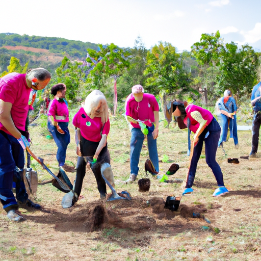 קבוצת מתנדבים באדירים העוסקת בפעילות נטיעת עצים המסמלת את מאמצי השימור של המועצה